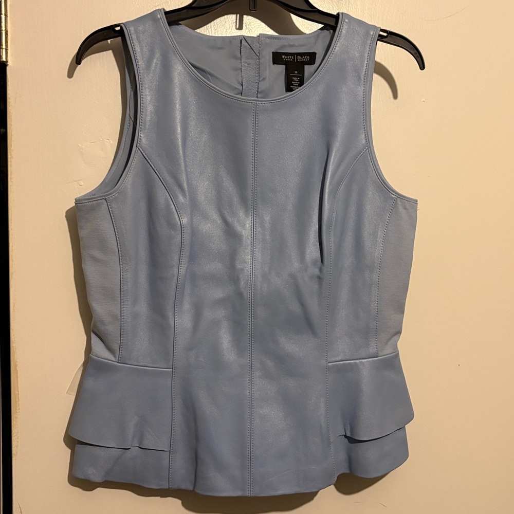 White House Black Market Peplum Leather Bodice Sleeveless Top 10